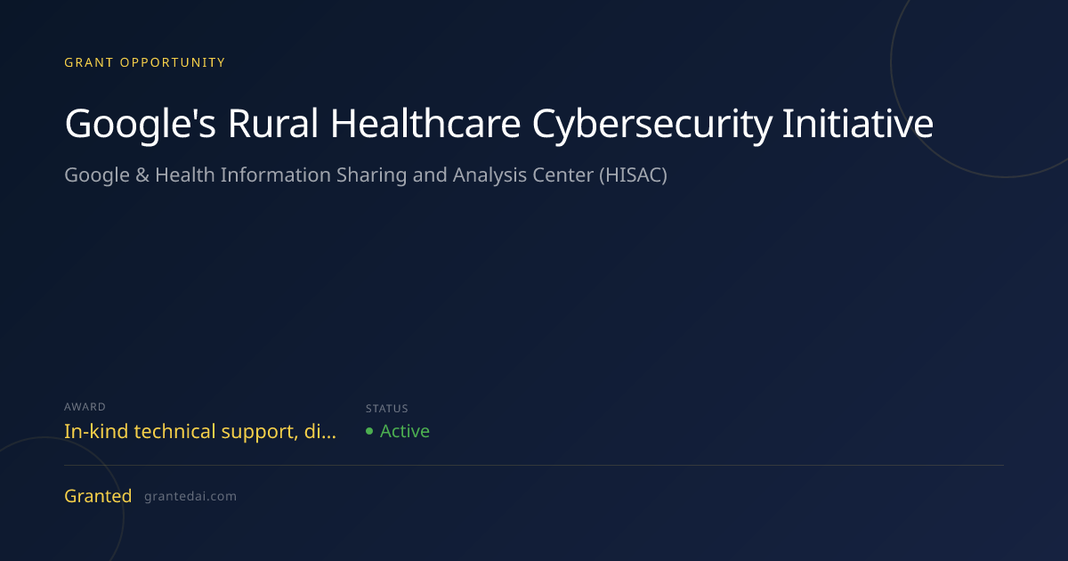 Google's Rural Healthcare Cybersecurity Initiative (2026) | Granted AI