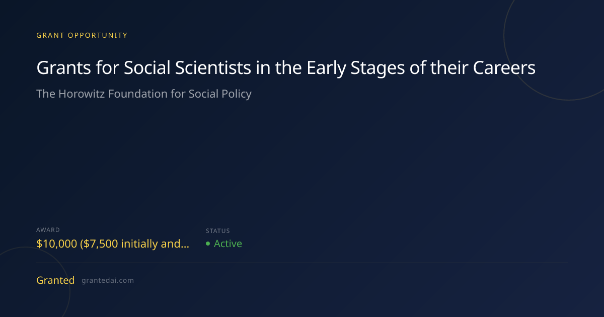 Grants for Social Scientists in the Early Stages of their Careers (2026 ...