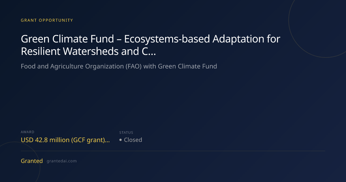 Green Climate Fund – Ecosystems‑based Adaptation for Resilient ...