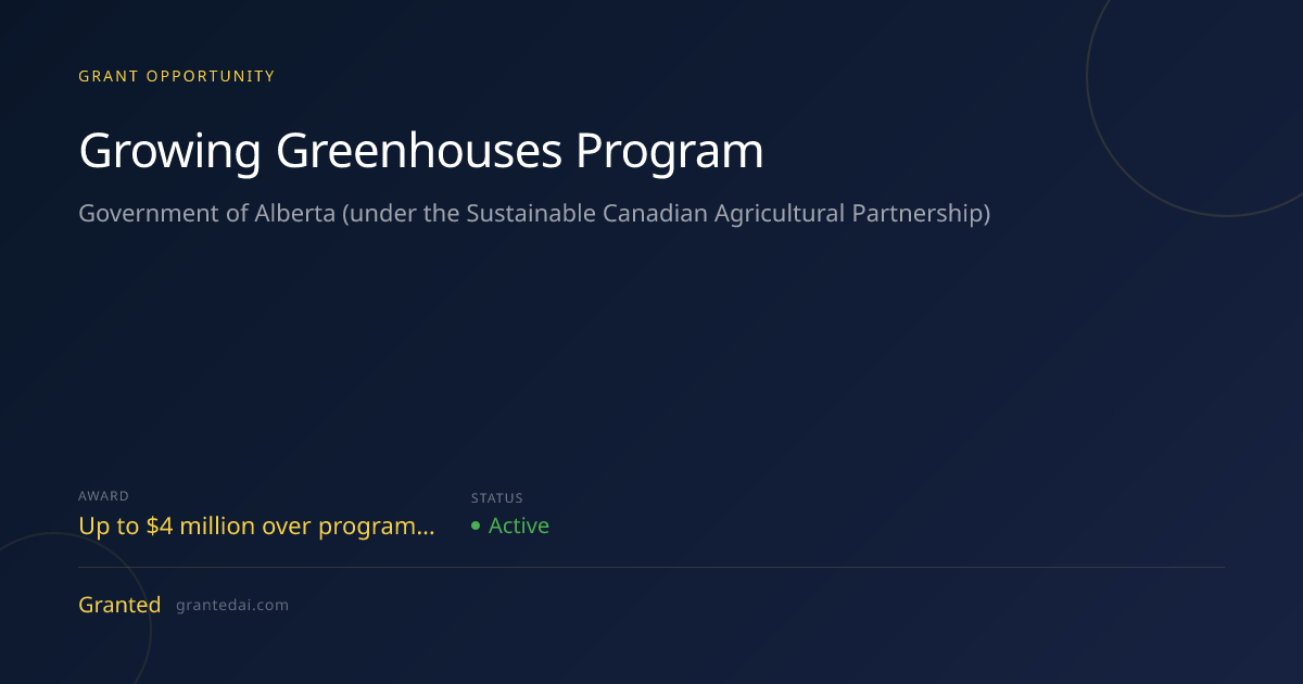 $4M for Nonprofits: Growing Greenhouses Program 2026 | Granted AI