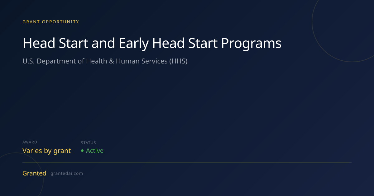 Head Start and Early Head Start Programs (2026) | Granted AI