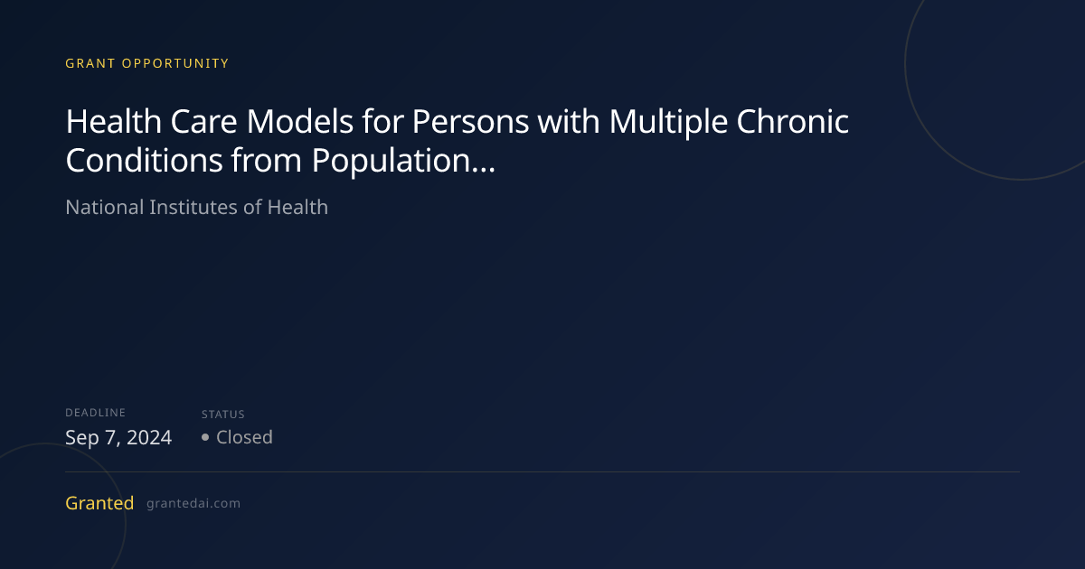 Health Care Models for Persons with Multiple Chronic Conditions from ...