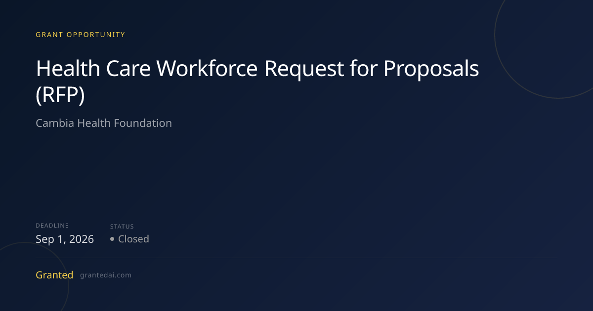 Health Care Workforce Request for Proposals (RFP) (2026) | Granted AI