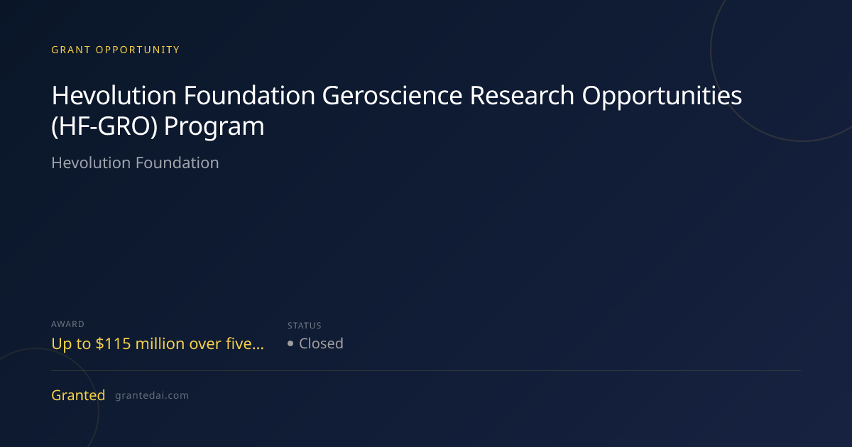 Hevolution Foundation Geroscience Research Opportunities (HF-GRO ...