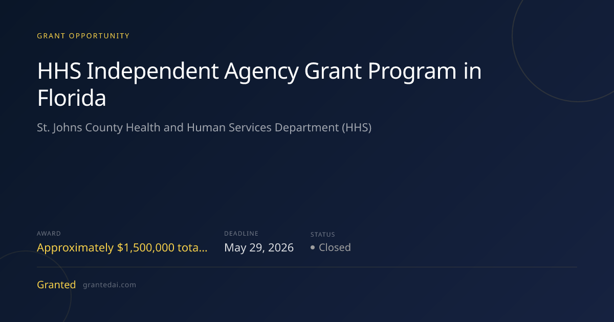 HHS Independent Agency Grant Program in Florida (2026) | Granted AI