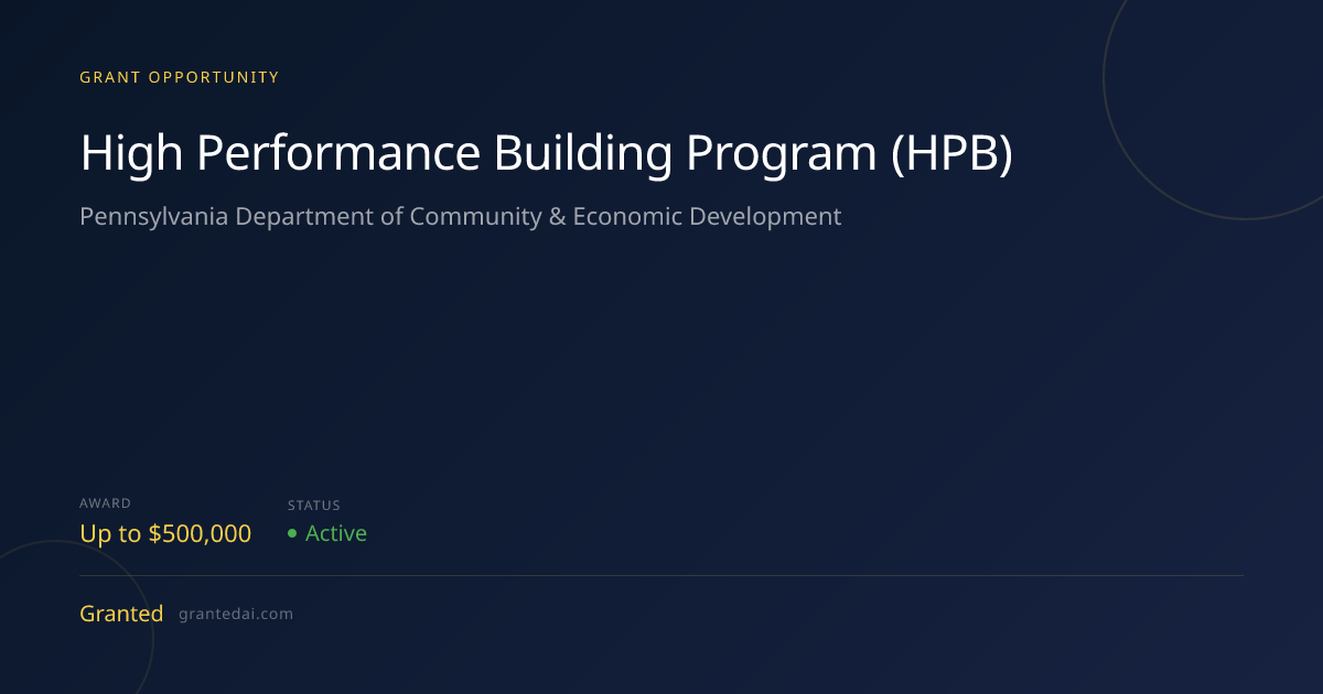 High Performance Building Program (HPB) (2026) | Granted AI