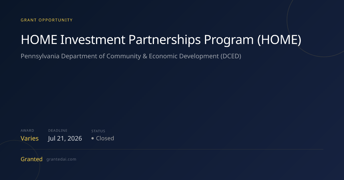 HOME Investment Partnerships Program (HOME) (2026) | Granted AI