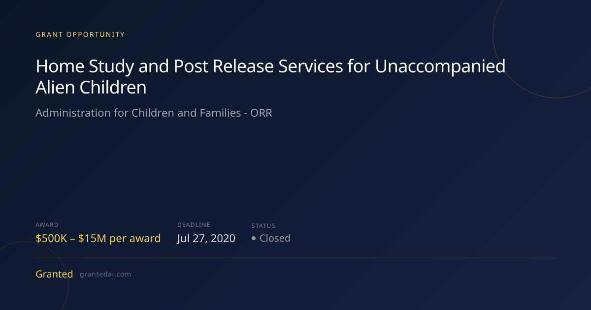 Home Study and Post Release Services for Unaccompanied Alien Children ...
