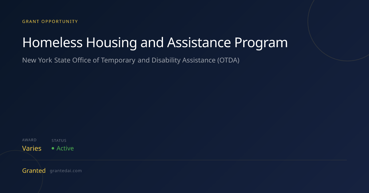 Homeless Housing and Assistance Program (2026) | Granted AI
