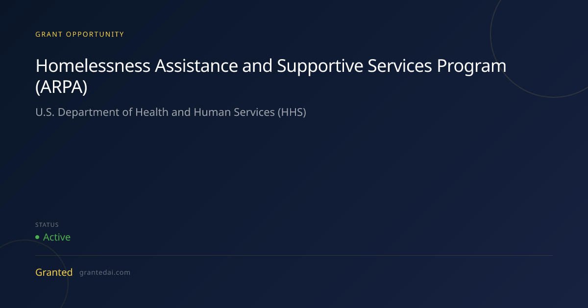 Homelessness Assistance and Supportive Services Program (ARPA) (2026 ...