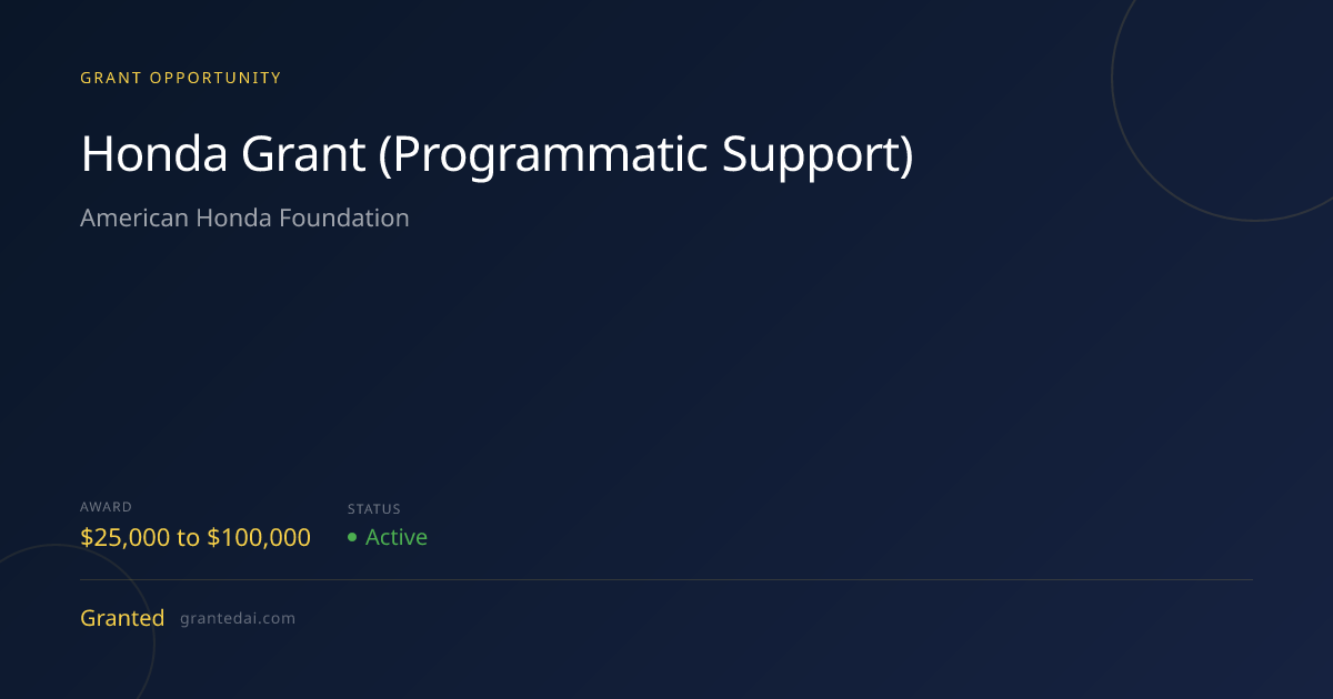 Honda Grant (Programmatic Support) (2026) | Granted AI