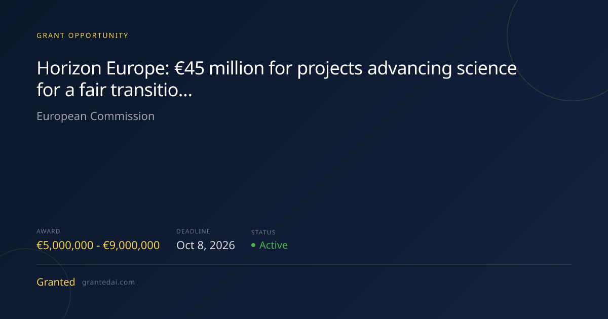 Horizon Europe: €45 million for projects advancing science for a fair ...