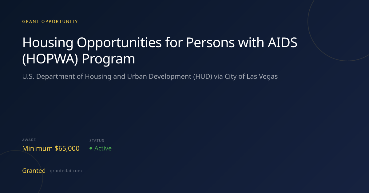Housing Opportunities for Persons with AIDS (HOPWA) Program (2026 ...