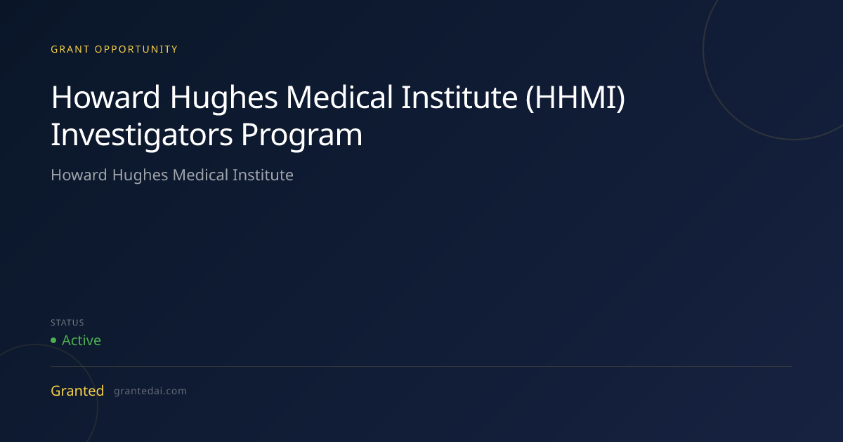 Howard Hughes Medical Institute (HHMI) Investigators Program (2026 ...