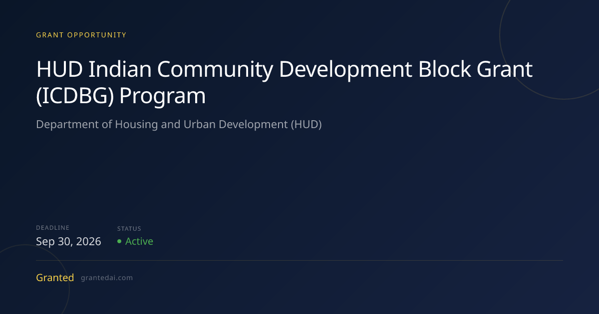 HUD Indian Community Development Block Grant (ICDBG) Program (2026 ...