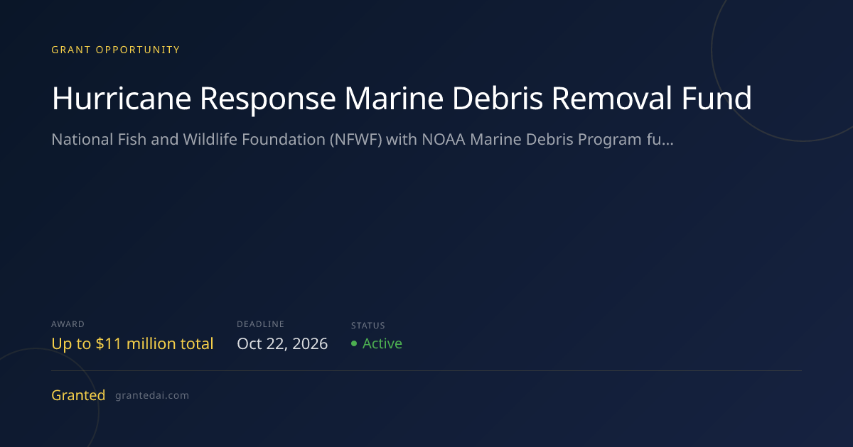 Hurricane Response Marine Debris Removal Fund (2026) | Granted AI