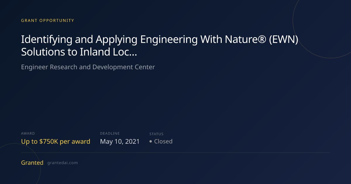 Identifying and Applying Engineering With Nature® (EWN) Solutions to ...