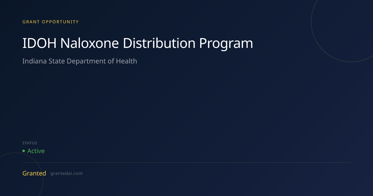 IDOH Naloxone Distribution Program (2026) | Granted AI