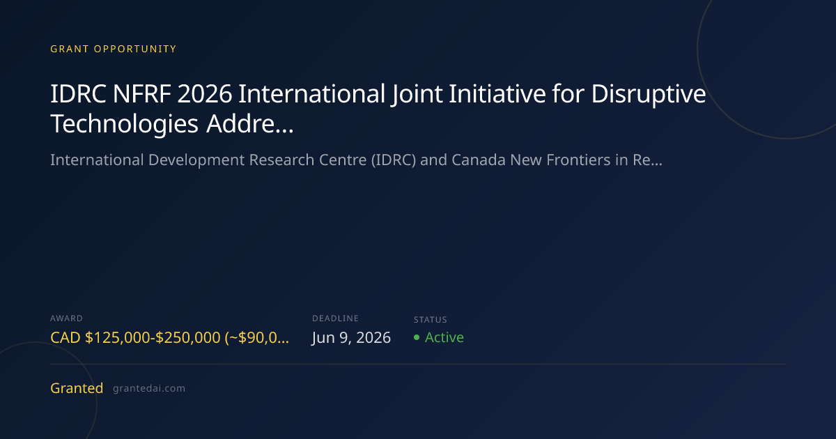 IDRC NFRF 2026 International Joint Initiative for Disruptive ...