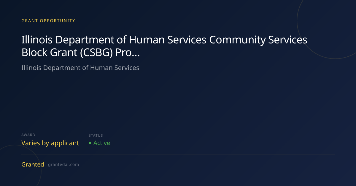 Illinois Department of Human Services Community Services Block Grant ...