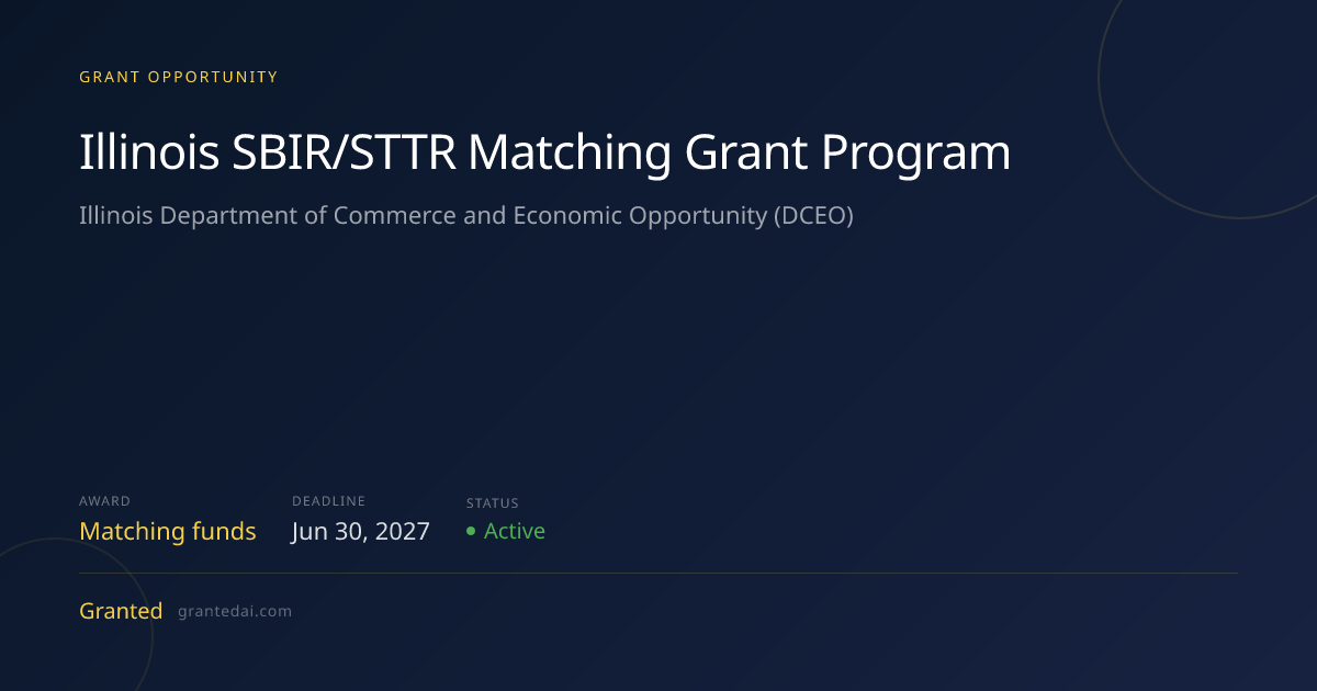 Illinois SBIR/STTR Matching Grant Program (2026) | Granted AI