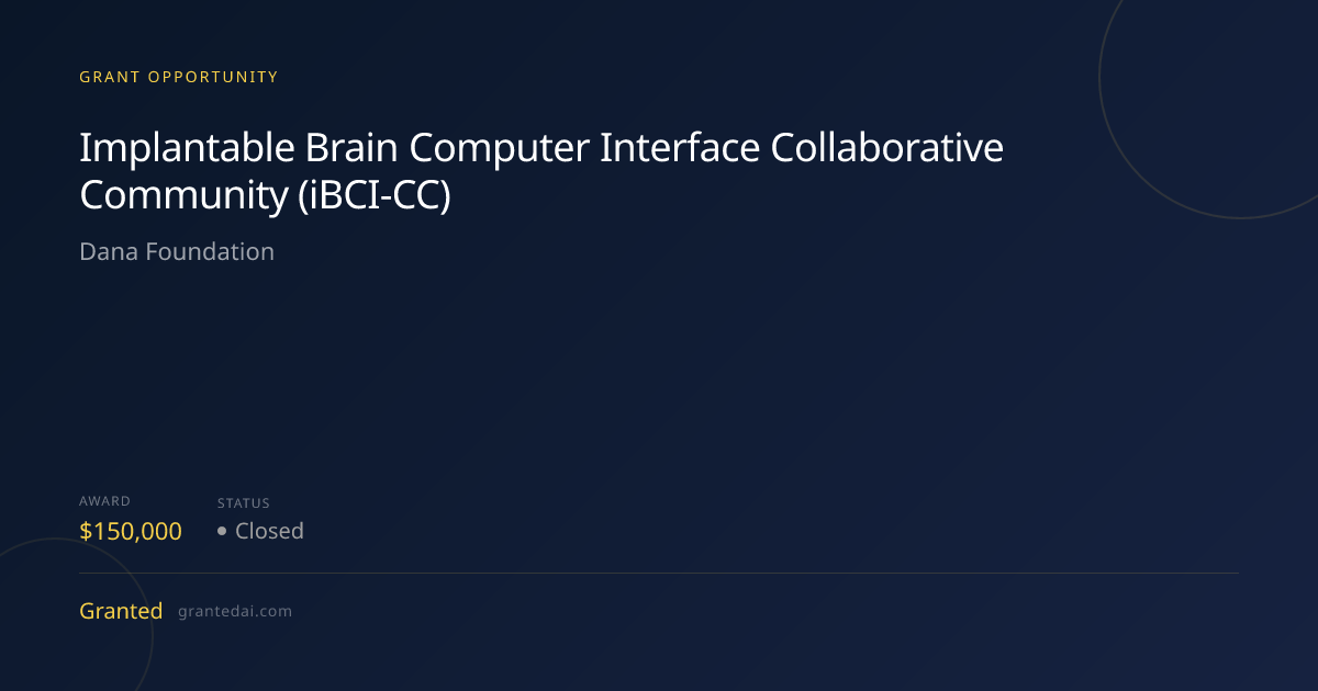 Implantable Brain Computer Interface Collaborative Community (iBCI-CC ...