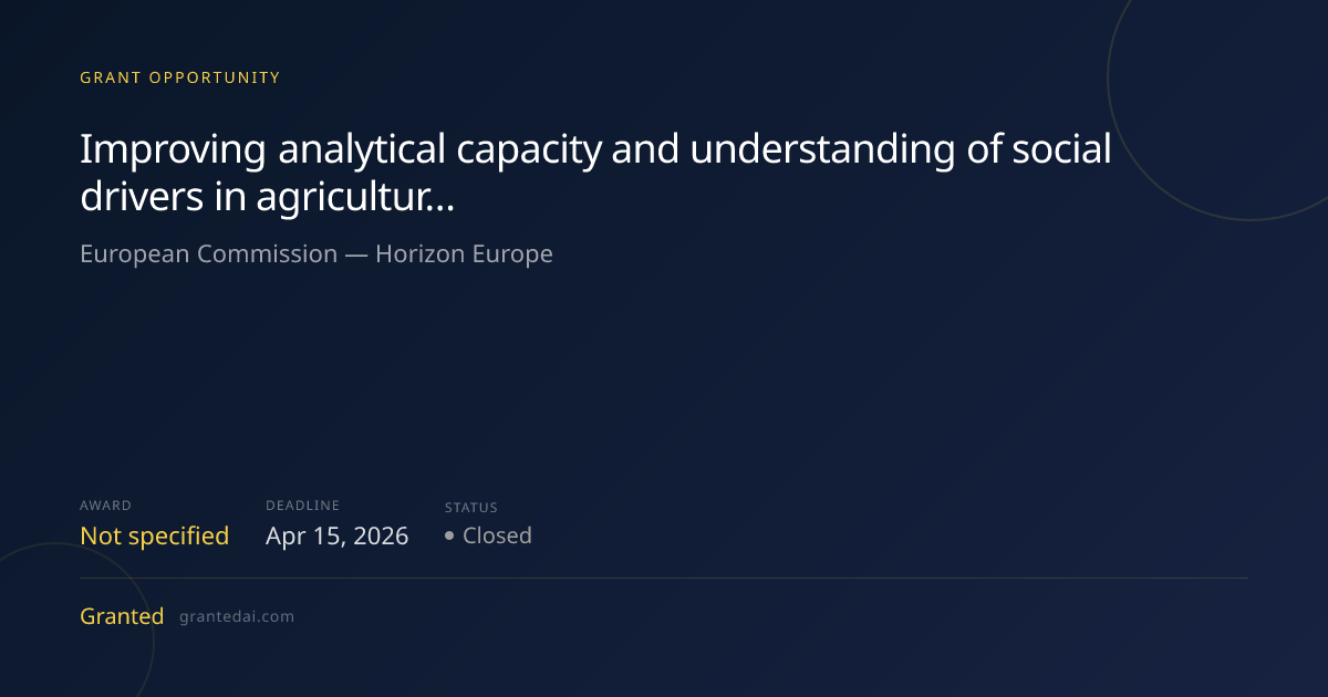 Improving analytical capacity and understanding of social drivers in ...