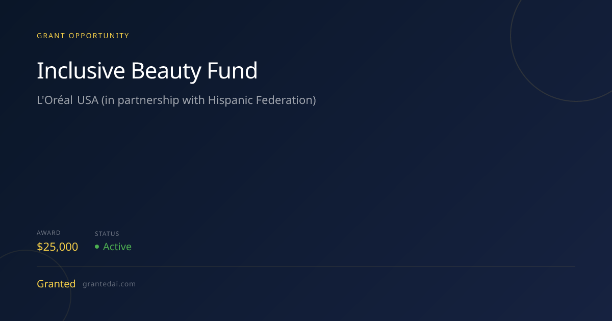 Inclusive Beauty Fund (2026) | Granted AI