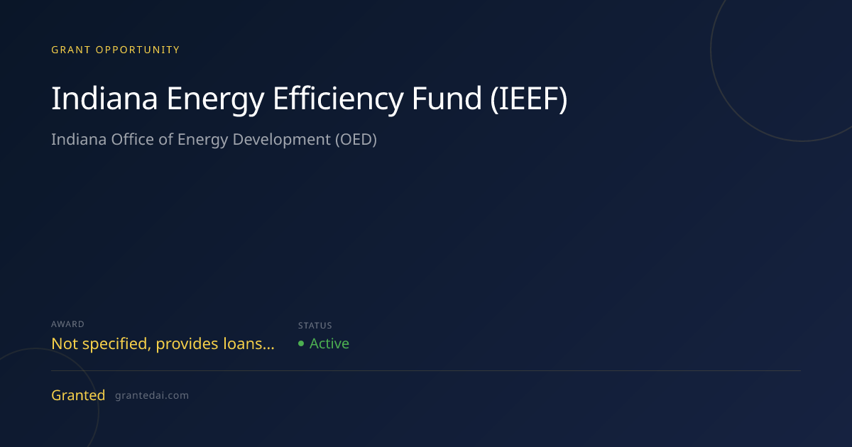 Indiana Energy Efficiency Fund (IEEF) (2026) | Granted AI