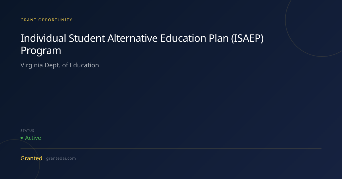 Individual Student Alternative Education Plan (ISAEP) Program (2026 ...