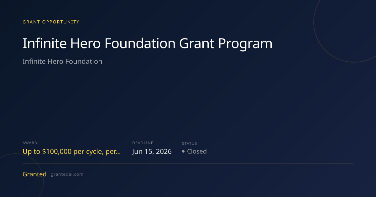 Infinite Hero Foundation Grant Program (2026) | Granted AI