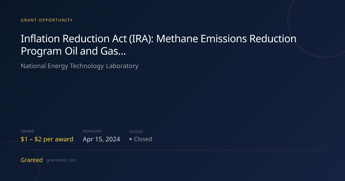 Inflation Reduction Act (IRA): Methane Emissions Reduction Program Oil ...