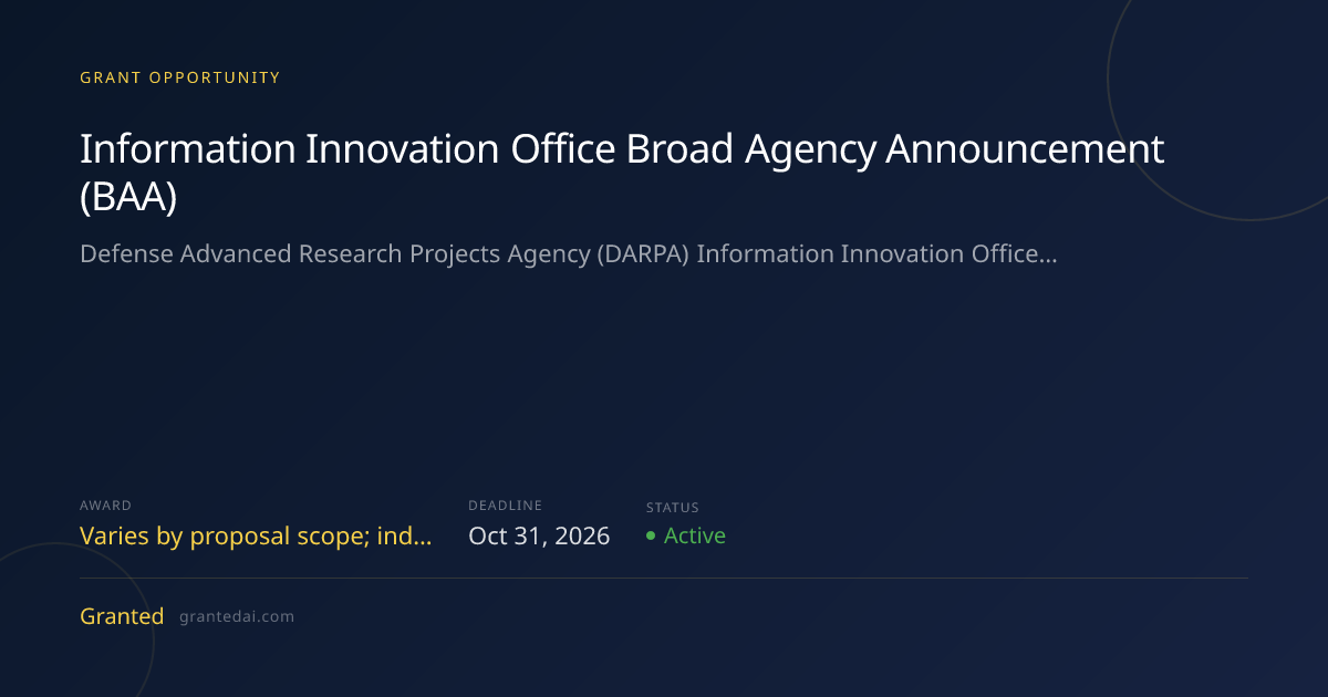 Information Innovation Office Broad Agency Announcement (BAA) (2026 ...