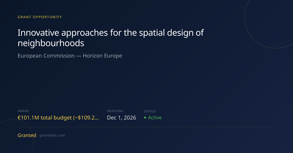 Innovative approaches for the spatial design of neighbourhoods (2026 ...
