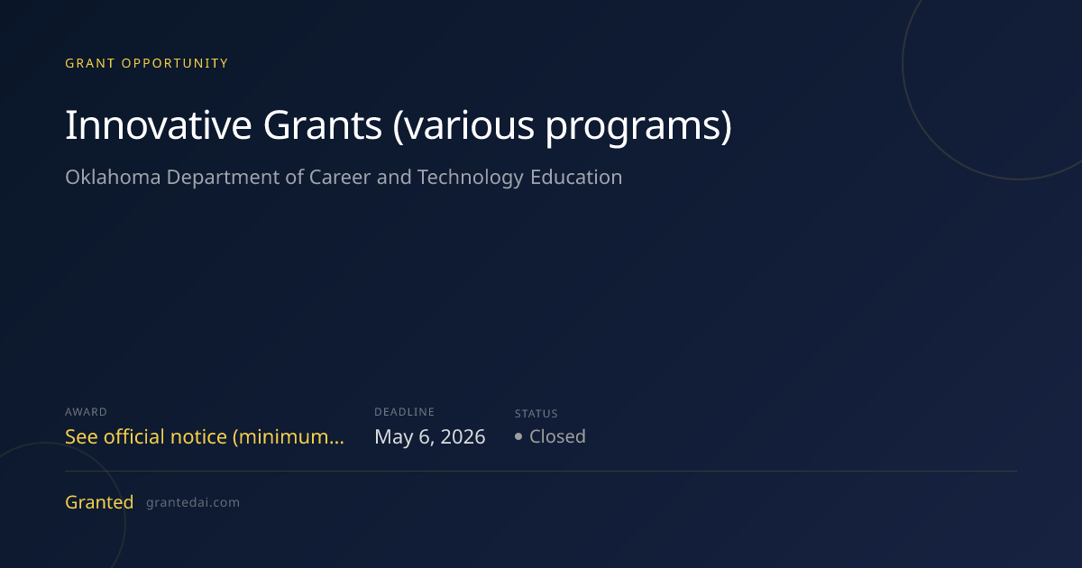 Innovative Grants (various programs) (2026) | Granted AI