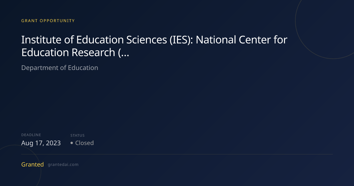 Institute of Education Sciences (IES): National Center for Education ...