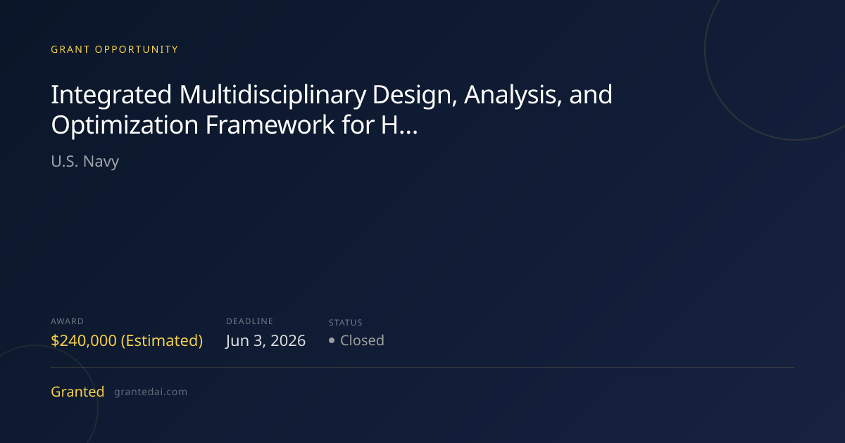 Integrated Multidisciplinary Design, Analysis, and Optimization ...