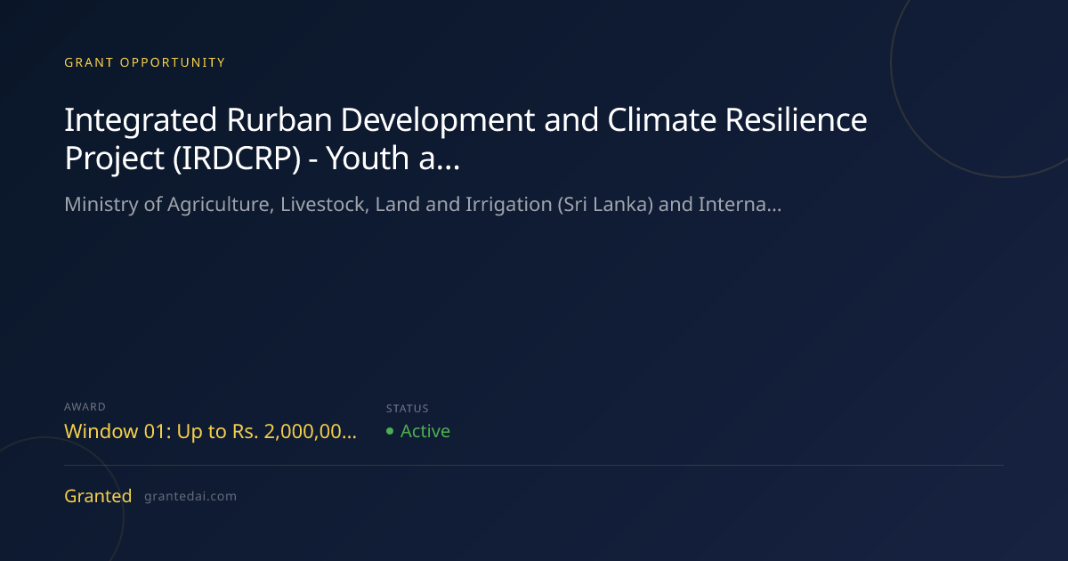 Integrated Rurban Development and Climate Resilience Project (IRDCRP ...