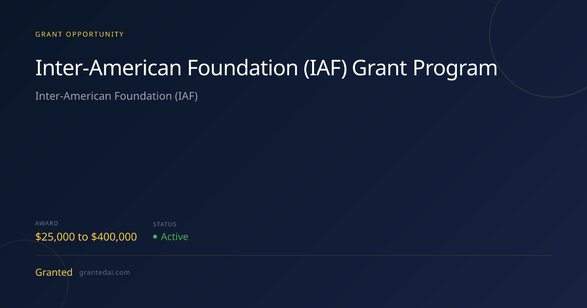 Inter-American Foundation (IAF) Grant Program (2026) | Granted AI