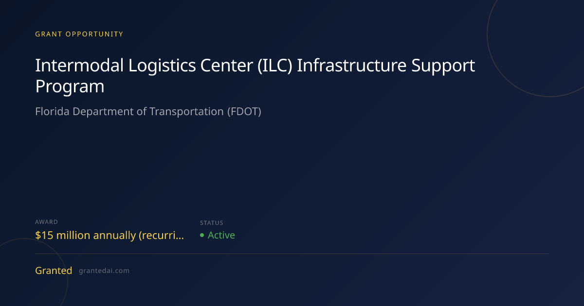 Intermodal Logistics Center (ILC) Infrastructure Support Program (2026 ...