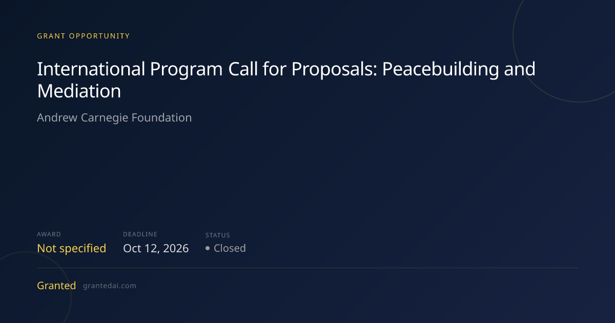 International Program Call for Proposals: Peacebuilding and Mediation ...