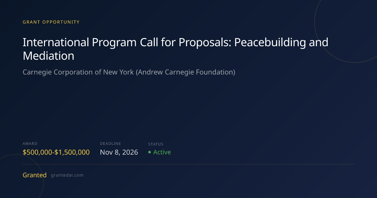International Program Call for Proposals: Peacebuilding and Mediation ...