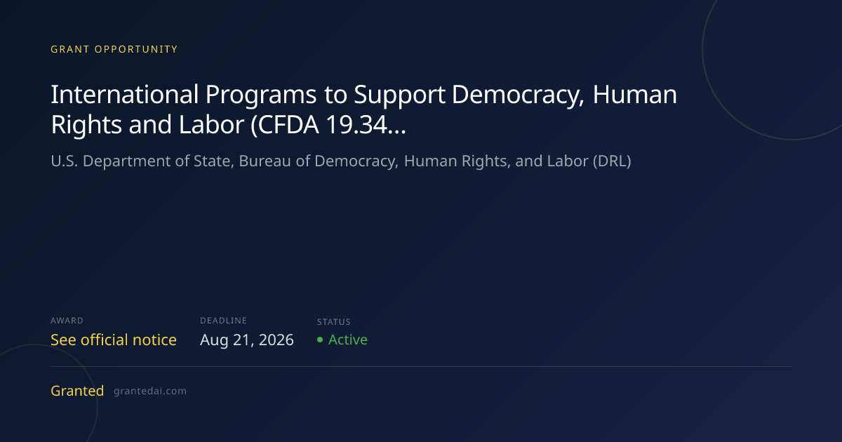 International Programs to Support Democracy, Human Rights and Labor ...