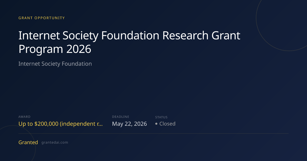 Internet Society Foundation Research Grant Program 2026 (2026) | Granted AI