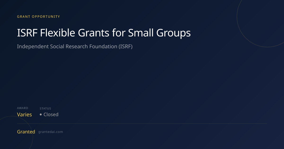 ISRF Flexible Grants for Small Groups (2026) | Granted AI