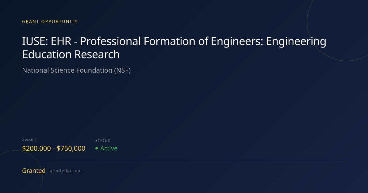 IUSE: EHR - Professional Formation of Engineers: Engineering Education ...