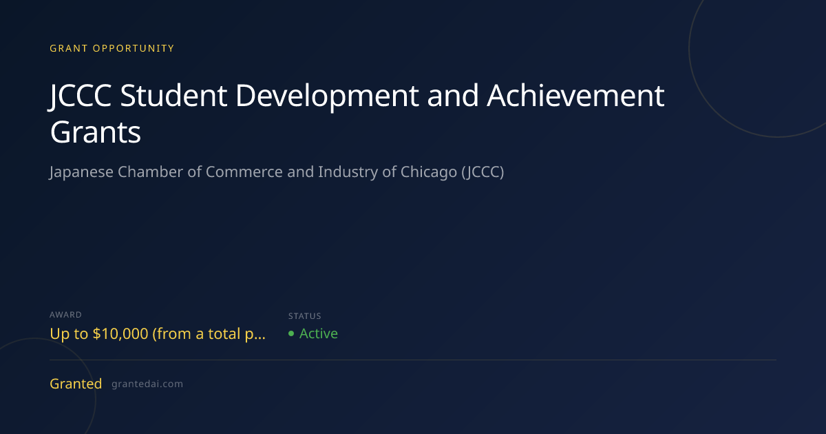 JCCC Student Development and Achievement Grants (2026) | Granted AI