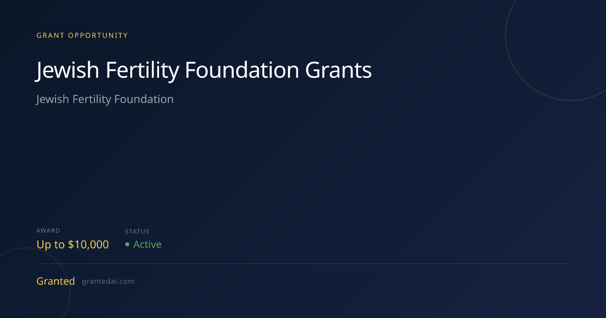 Jewish Fertility Foundation Grants (2026) | Granted AI