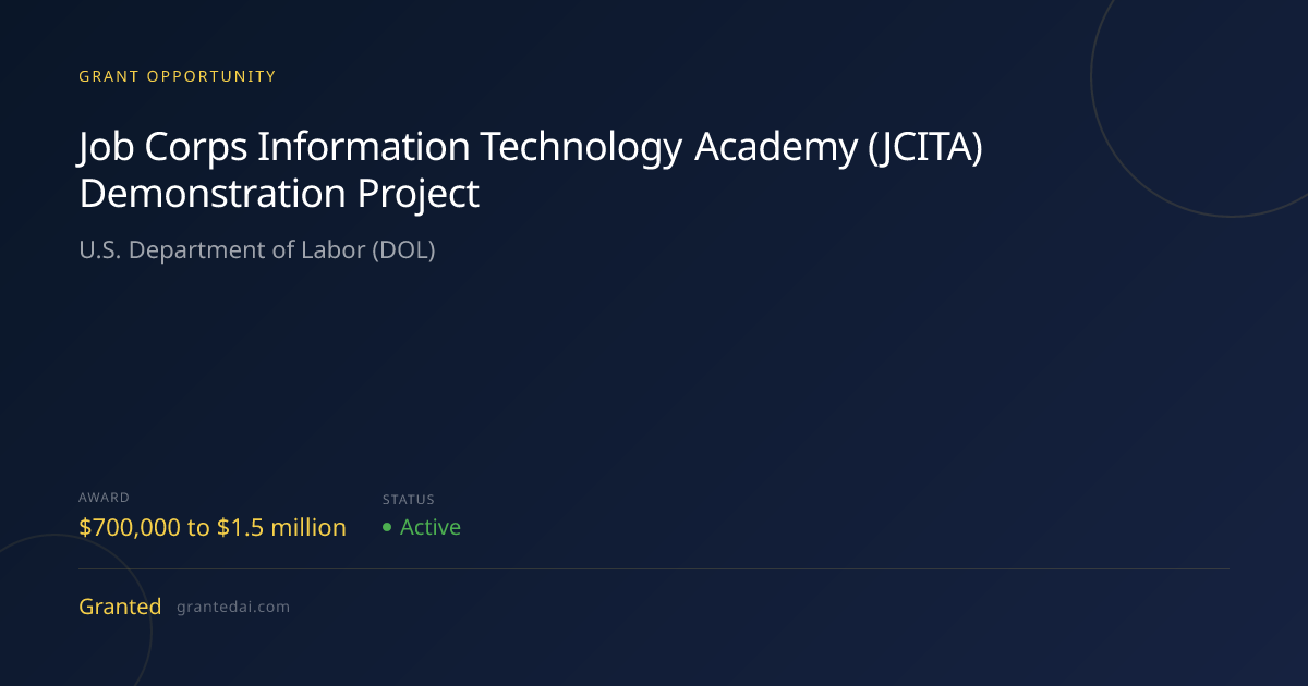 Job Corps Information Technology Academy (JCITA) Demonstration Project ...