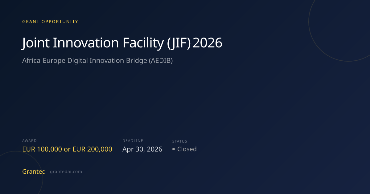 Joint Innovation Facility (JIF) 2026 (2026) | Granted AI